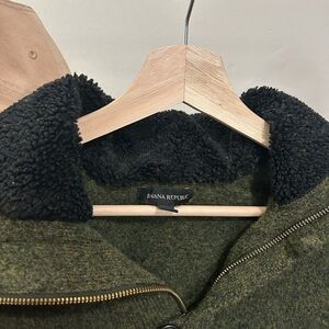 Banana Republic Olive Jacket with Fleece Collar